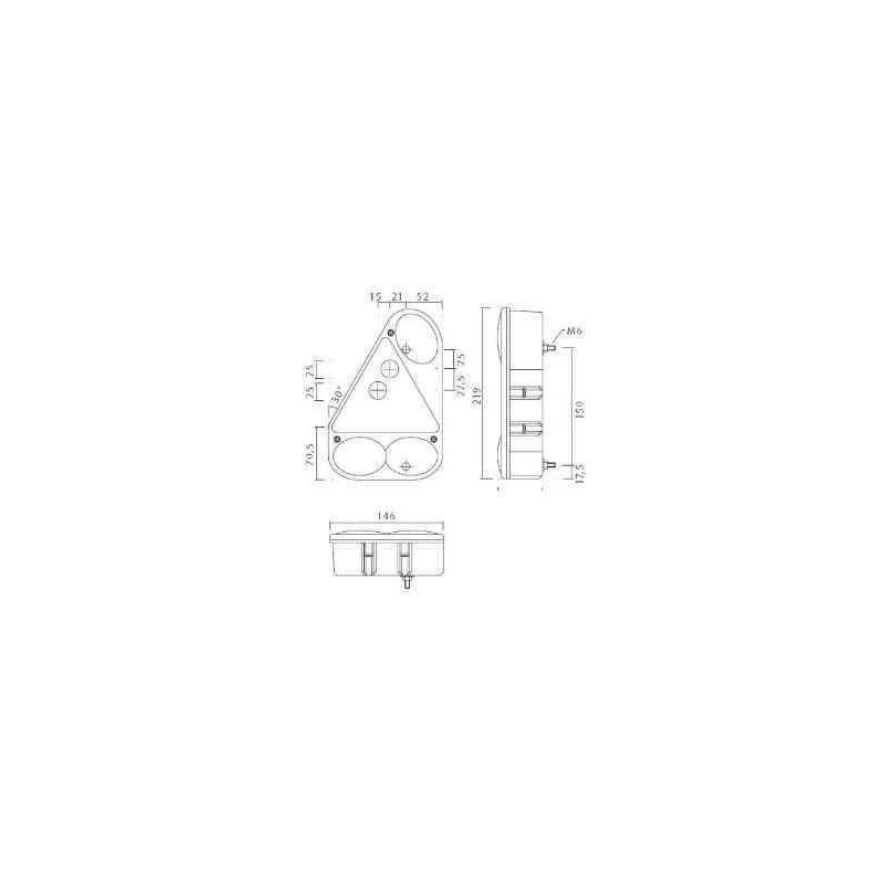 Feu ASPOCK 4-6 fonctions droit dim: 146X219X52mm - Remorques Discount 