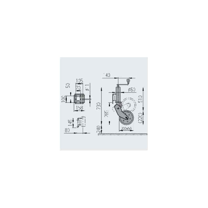 Roue jockey automatique pour remorque  AL-KO diamètre 60mm