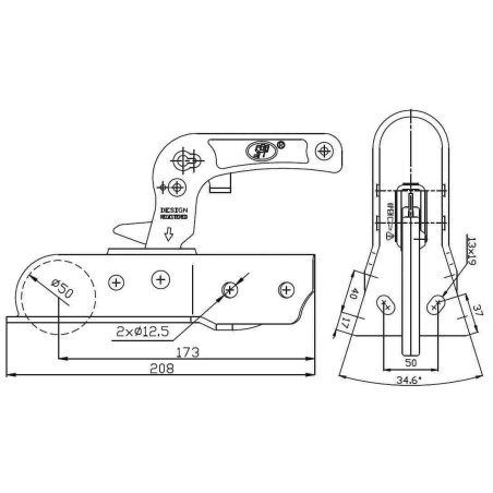 Boîtier d’Attelage Non Freiné en V Steelpress | PTC 750 kg