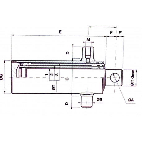 Vérin hydraulique articulation basse course 620mm - Remorques Discount