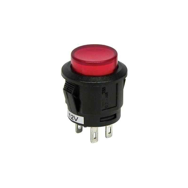 Interrupteur à Bascule Bouton Poussoir 16mm LED Rouge 12V – Pour Phares Additionnels, Accessoires Auto, Commutateur Métallique | 3A, Type Verrouillage