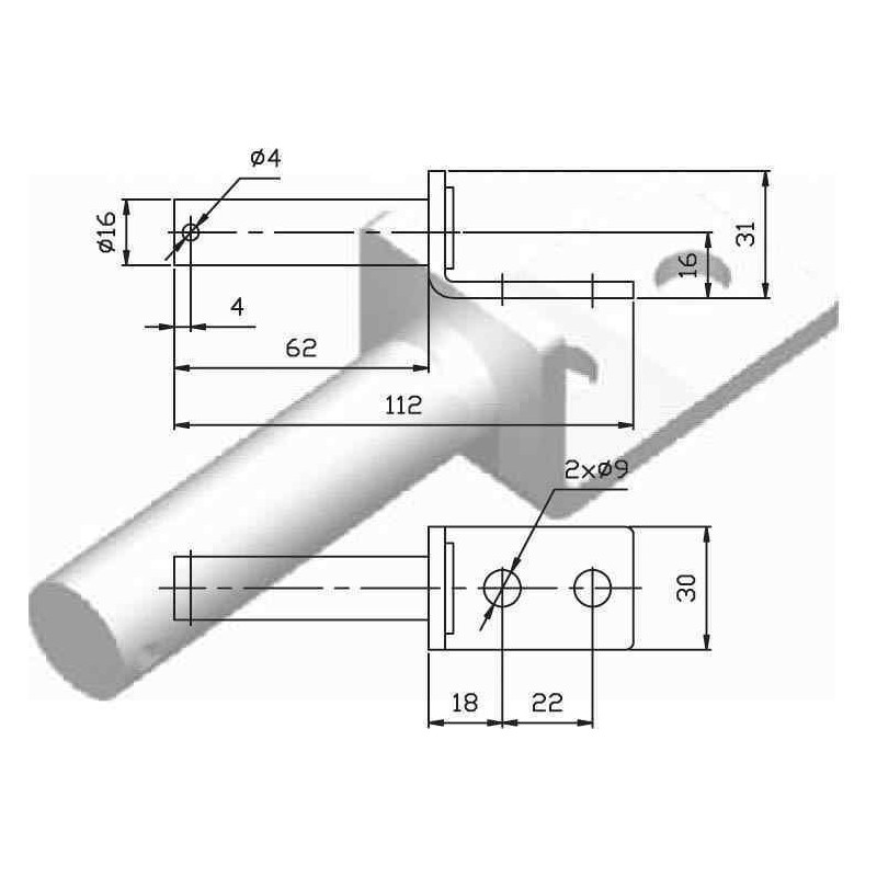 Charnière Complète 376x361 mm – Fixation Robuste pour Remorque