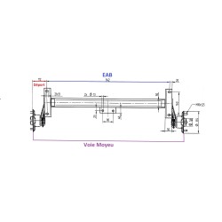Essieu Non Freiné 450 Kg – Tube 50 mm – EAB 942 mm