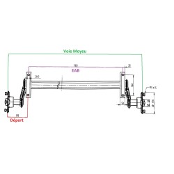 Essieu remorque non freiné PTC:750kg﻿
