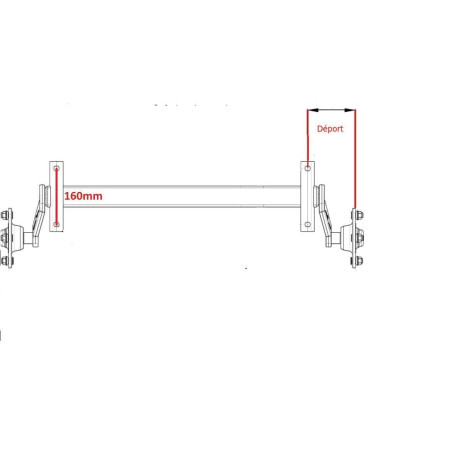 Essieu remorque non freiné RTN PTC: 500Kg 4TR115 (EAB à la demande)