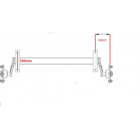Essieu remorque non freiné RTN PTC: 750Kg 4TR100