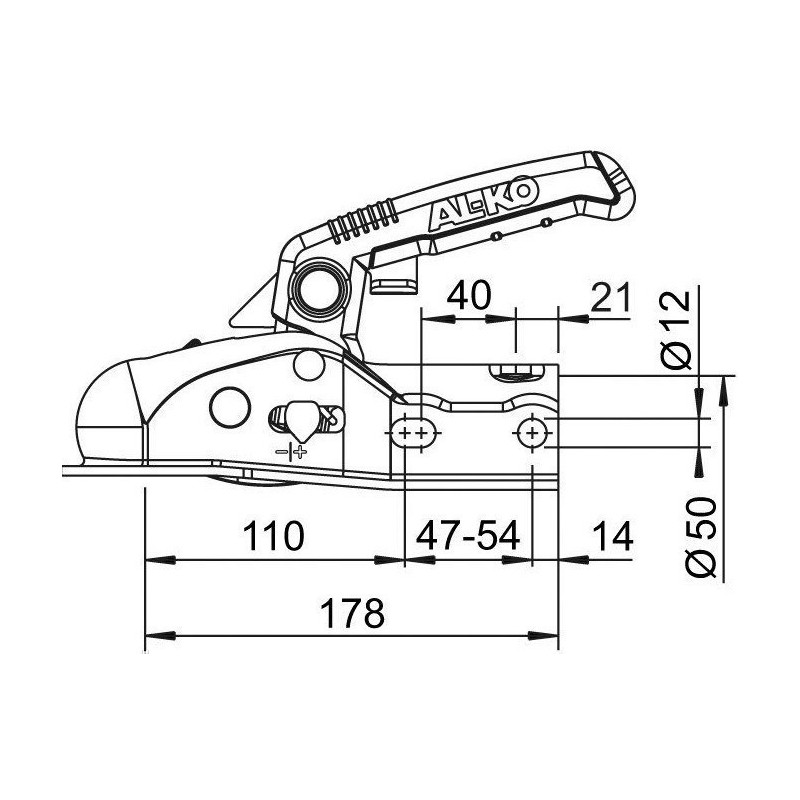 Boîtier d'attelage pour tête AL-KO AK300 PTC: 3000Kg - Remorques Discount 