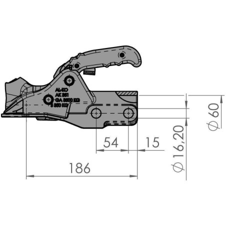 Tête d'attelage AL-KO AK351 Fonte - 3500 kg - Tube Ø 60 mm | Remorques Discount