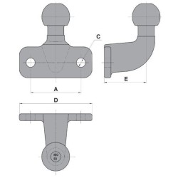Boule d'attelage coudée pour remorque diamètre 50 charge 3T5 - Remorques Discount