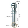 Axe pour Chape Mixte RTN 185 mm – Ø24,5 mm – Boule 50 mm