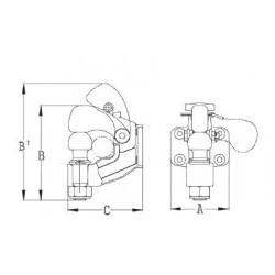 Crochet mixte 4 trous Ø17 mm – Charge 3500 kg, entraxe 90x50 mm