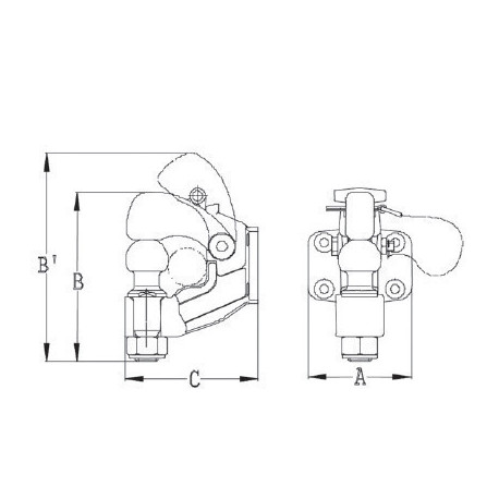 Crochet mixte 4 trous Ø17 mm – Charge 3500 kg, entraxe 90x50 mm