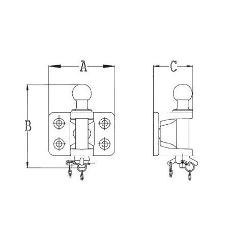 Chape mixte perçage 4T diam 13 diam 50: 1500 kg | Remorques Discount 