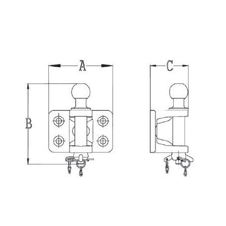 Chape mixte 4 trous Ø11 | Entraxe 83x56 mm | Charge 3500 kg