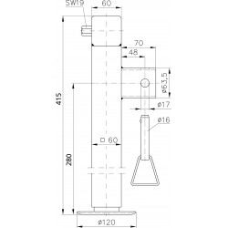 béquille pour remorque 28cm 1300kg avec écrou - Remorques Discount