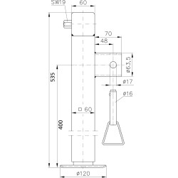 Béquille renforcée carrée 70mm – Stabilité et fixation robuste
