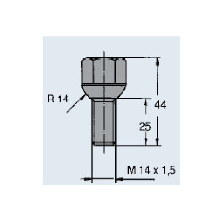 Vis de roue diamètre 14 x150 plat 19 sphérique - Remorques Discount