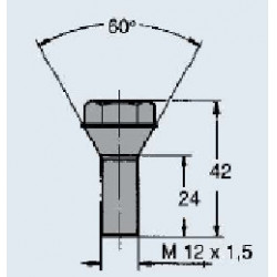 Vis de roue de remorque diamètre 12x150 plat 19 conique - Remorques Discount
