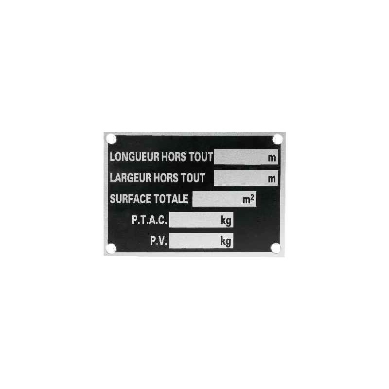 Plaque de tare en aluminium 150x75 mm pour remorque – À riveter