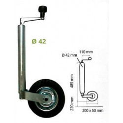 Roue jockey 42mm acier galvanisé – Réglable et robuste