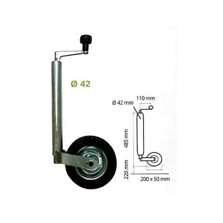 Roue jockey 42mm acier galvanisé – Réglable et robuste