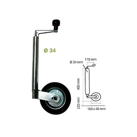 Roue Jockey Ø34/35mm – Stabilité et maniabilité pour remorque