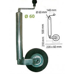 Roue jockey classique renforcée ﻿diamètre 60mm - Remorques Discount 