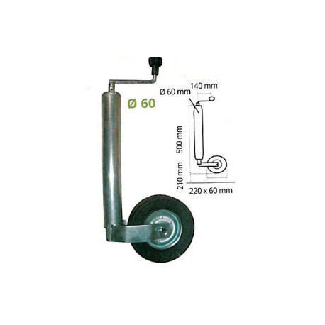 Roue jockey classique renforcée ﻿diamètre 60mm - Remorques Discount 