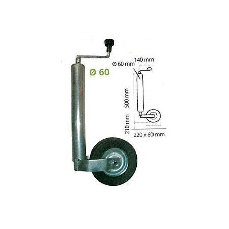 Roue Jockey Classique Renforcée ﻿Diamètre 60mm | Remorques Discount 