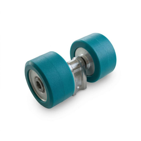 Ensemble 2 galets turquoise diam 100 sur chandelle 30 - Remorques Discount