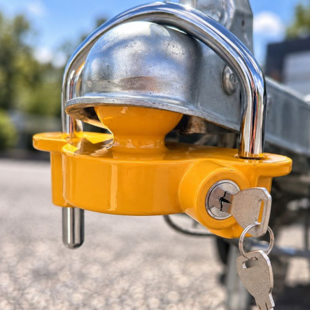 Antivol Tête d'Attelage Jaune Aluminium Remorque