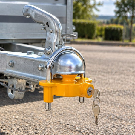 Antivol Tête d'Attelage Jaune Aluminium Remorque