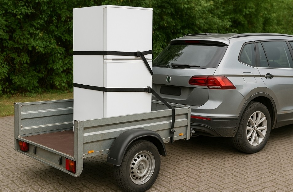 COMMENT TRANSPORTER UN FRIGO DANS UNE REMORQUE ?